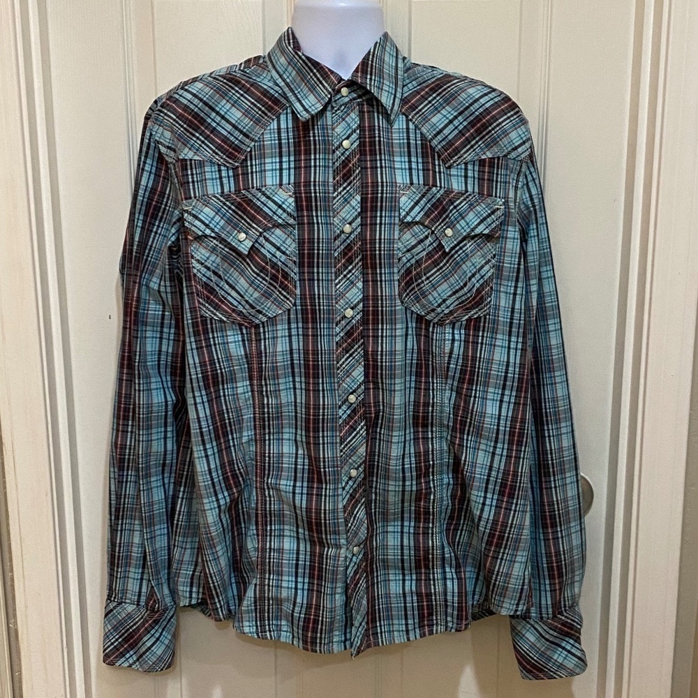 True Religion‎ Brand Pearl Snap Button Plaid Western Shirt (3XL)